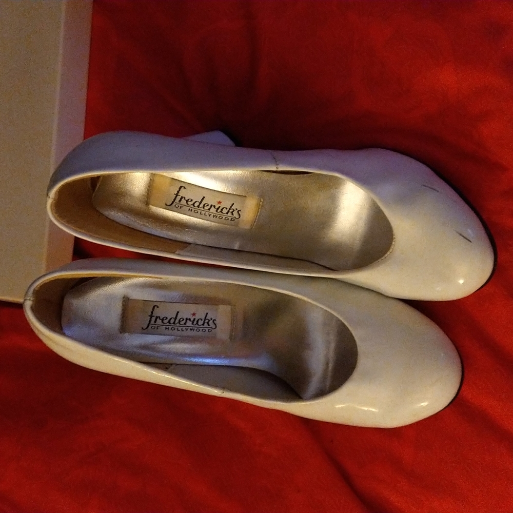 Frederick's of Hollywood - White Patent Leather Round Toe Baby Doll Pumps